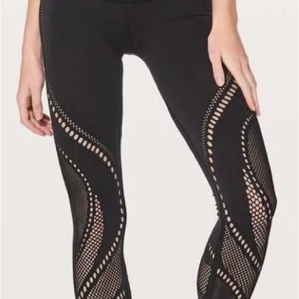 lululemon athletica Black Laser-Cut Mesh Leggings